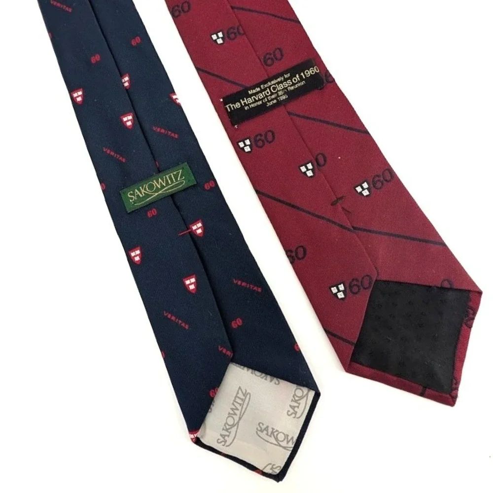 Vintage Harvard University Tie Set Veritas Class of 60 Crest Navy Burgundy